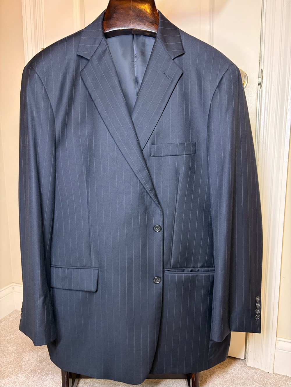 Southwick Navy Pinstripe 2 Piece Suit Made USA Wool Mens Trad Ivy